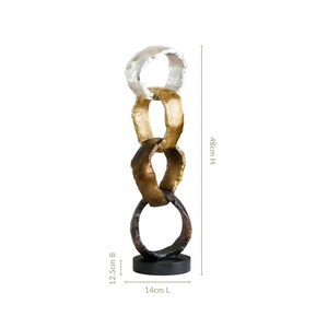 Escultura Moderna de Lujo con Anillos Entrelazados Abstractos y Acabado Metálico Texturizado en Plata, Oro y Bronce para Sala de Estar - Product Image 5