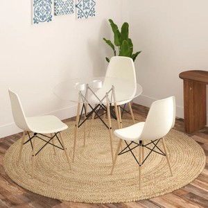 Tapis rond en jute, couleur unie, tissage plat moderne, antidérapant, à poils courts, style scandinave, tapis de salle à manger - Product Image 2