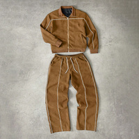 Traje de chándal personalizado de invierno con lavado ácido, pedrería, ecológico, estilo urbano, ligero, con capucha, cortavientos, totalmente estampado