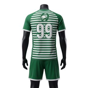 Men <b>Green</b> White Sublimation Striped Handball Uniform Set Polyester Jersey Shorts Sports Team Uniform Match Wear Apparel - Product Image 2