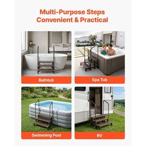 Escalera para Piscina de 3 Peldaños con Barandilla, Capacidad de 550 Libras, 32.3 Pulgadas de Ancho, Acero y Plástico, Fácil Montaje - Product Image 6