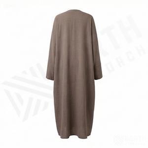 Abaya ouverte, cardigan pour femmes musulmanes, en crêpe de lin texturé, avec lien, style kimono, manches fendues, robe pour tous les jours, été, automne, hiver - Product Image 2