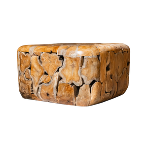 Mesa de Centro ARTERRA Premium Hecha a Mano, Diseño Rústico de Cubo de Madera, Diseño de Raíz de Teca Natural, Mueble Moderno para Sala de Estar - Product Image 6