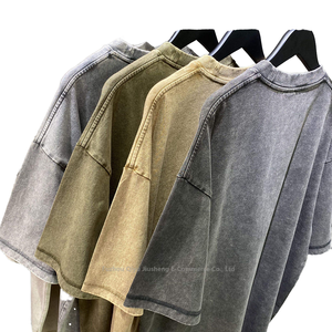 Wholesale Custom Heavyweight 250gsm Drop Shoulder Blank Oversized Street 100% Cotton Men's Acid Washed Vintage <b>TShirt</b> - Product Image 5