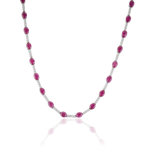 Good Quality Latest Hot Sale 14K Real White Gold <b>Ruby</b> & Diamond Box Lock Sleek Tennis <b>Necklace</b> Anniversary Gift Fine Jewelry - Product Image 3