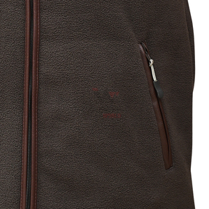 Chaleco sin mangas de forro polar marrón con cuello alto y cremallera completa, informal, para exteriores, cortavientos, con bordado personalizado, para caza - Product Image 4