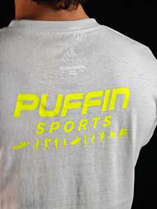T-shirt à manches courtes col rond pour homme PUFFIN SPORTS, logo en silicone, jersey décontracté, tricoté, 100% coton respirant, imprimé à l'écran - Product Image 5