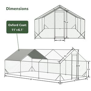Pollaio Grande in Metallo Impermeabile con Recinto per Galline, Conigli e Anatre, in Filo Zincato - Product Image 4