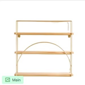 Luxury Hanging <b>Wall</b> <b>Shelf</b> Set Wooden Display <b>Shelves</b> Metal Frame Storage Decor Design Piece - Product Image 6