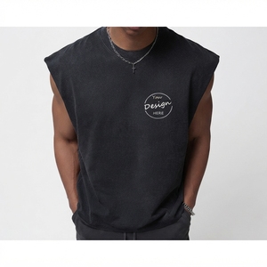 Camiseta sin mangas de punto 100% algodón de alta calidad Newman para hombre, estilo vintage lavado, sin pelusas, talla grande, deportiva, al por mayor - Product Image 1