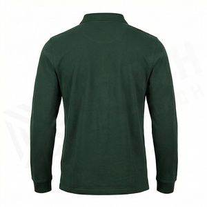 Chemise pour homme à manches longues, couleur unie, tricotée, 100% coton, ODM, séchage rapide, respirante, style décontracté, vert - Product Image 2
