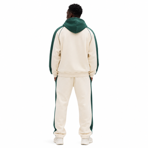 Custom Logo Unisex Hooded <b>2</b> <b>1</b> Printed Tracksuit Set for Green 100% Polyester Casual <b>Sweatshirt</b> Joggers Full Sleeve Autumn Wear - Product Image 2