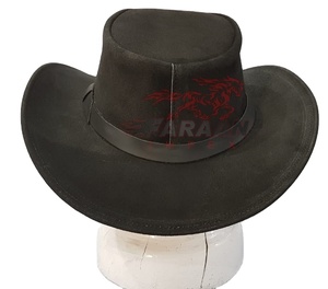 2025คลาสสิกสีดำหนังกลับสไตล์ตะวันตกหมวกออสเตรเลียหมวกคาวบอยเต้นรำปาร์ตี้สำหรับการเดินทางกลางแจ้ง - Product Image 1