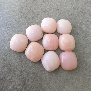AAA+ Natural Pink Opal Square <b>Cushion</b> Cut Cabochon Third Party Certified Flat Back Calibrated Loose Gemstone Rajasthan for - Product Image 2