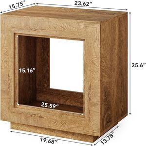 <b>Square</b> Wooden Console <b>Table</b> Coffee Tea or <b>Side</b> <b>Table</b> with Storage Space for Bedside or Living Room - Product Image 5