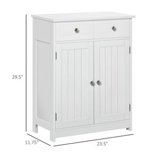 Mobiletto da Bagno Moderno Bianco Autoportante con 2 Ante e 2 Cassetti, Armadietto da Terra in Legno con Ripiano Regolabile per Uso Ospedaliero - Product Image 3