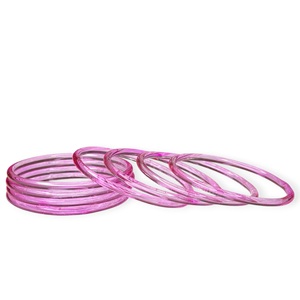 Glossy Pink Jelly Transparent Kashmiri Glass <b>Bangles</b> Lightweight Stackable Wedding Trendy Jewellery at Wholesale Price - Product Image 1