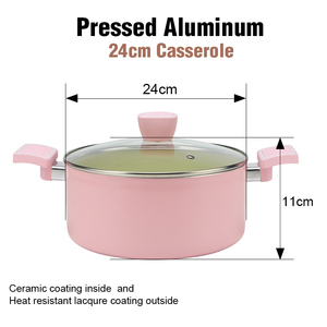 Olla de cocción premium de mármol antiadherente con construcción de aluminio duradero, tapa de vidrio templado y resistente al calor - Product Image 3