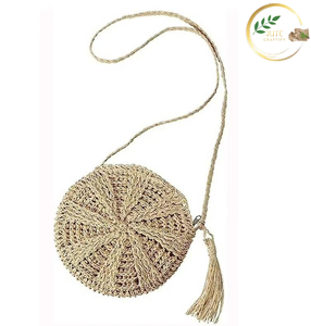 Custom Logo Round Jute Handbag Handmade Eco Friendly Gift Tote - Product Image 2