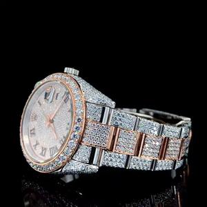 Reloj de Pulsera de Lujo Seiko de Cuarzo, Acero Inoxidable, con Diamantes, Esfera con Números Romanos, Detalles en Oro Rosa, Esfera Brillante para Hombre - Product Image 1