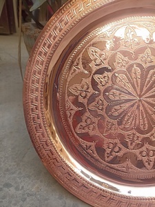Décoration de mariage, plateau en cuivre, centre de table, plateau en cuivre pour la décoration du salon, plateau en cuivre pour la décoration de la table à manger, plateau en cuivre pour la cuisine - Product Image 2