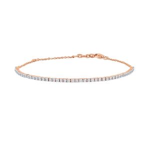 Pulsera de tenis chapada en oro rosa con diamantes de talla redonda de 0.47 ct y engaste de garra para uso diario de mujeres y hombres, regalo de lujo para fiestas - Product Image 1