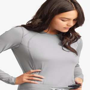 Women Gray <b>Scrub</b> Set Long Sleeve Top Cargo Pants Hospital Uniform Knitted Cotton Blends <b>Scrubs</b> for Medical Professionals - Product Image 5