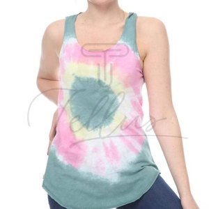 เสื้อแขนกุดมัดและย้อมสีของผู้หญิงเสื้อผูก & ย้อมสีสีทึบดีไซน์ตามสั่ง - Product Image 1