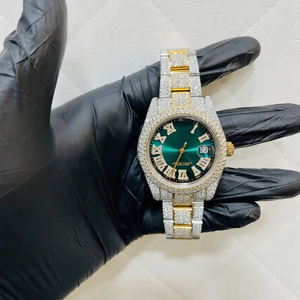 Reloj Hip Hop con Esfera Verde y Diamantes Moissanite para Hombre, Diseño de Lujo, Fabricado con Acero Inoxidable Resistente, Reloj de Pulsera Premium - Product Image 1