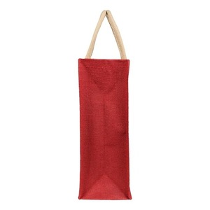 Bolsa de Yute Natural Roja Personalizada con Asas de Cuerda Beige, Bolsa de Compras Reutilizable de Dos Tonos, Bolsa de Regalo de Yute Ecológica para Compras - Product Image 4