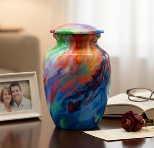 Urna de Metal con Tapa, Florero Decorativo para el Hogar, Contenedor Decorativo para Mesa - Product Image 3