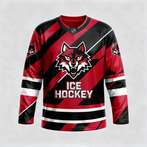 Camiseta de Hockey sobre Hielo para Hombre, Manga Larga, Cuello en V, Sublimada, Poliéster, Ropa Deportiva, Corte Regular, Diseño a Rayas de Invierno - Product Image 1