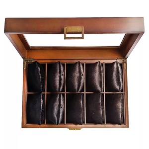 Caja de reloj de madera con tapa de cristal, 6 compartimentos, estuche de almacenamiento a prueba de polvo para relojes de hombre - Product Image 4