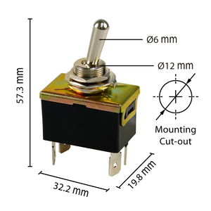 Taiwan Precision-Designed DPST Toggle Switch For Control Box Circuit Switching - Product Image 6