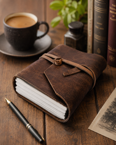 Handmade Genuine Leather Journal Notebook | Vintage Wrap Around Diary | Rustic Travel Writing Sketchbook Gift - Product Image 1