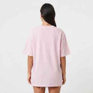 <b>Women's</b> Pink <b>V</b>-<b>Neck</b> Short Sleeve <b>T</b>-<b>Shirt</b> Loose Fit 100% Cotton Casual Jersey Print Logo Top Spring Summer - Product Image 2