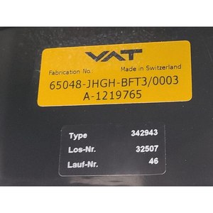 Válvula de Control de Vacío VAT 342943 65048-JHGH-BFT3/0003, Usada, Piezas de Equipos Semiconductores Legacy - Product Image 2