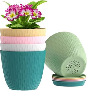 Pots de fleurs d'extérieur en plastique avec trous de drainage, pots décoratifs pour plantes d'intérieur, ensembles de conteneurs de jardin durables pour plantes d'intérieur - Product Image 2
