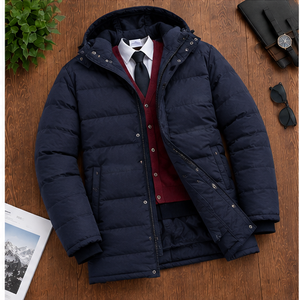 <b>Men's</b> Navy Blue Hooded Windbreaker <b>Jacket</b> Breathable Quick Dry Windproof Zipper Closure <b>Smart</b> <b>Casual</b> Winter Wear Thin Polyester - Product Image 6