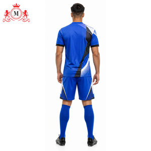 Conjunto de camiseta y pantalones cortos de fútbol para hombre, azul, sublimado, transpirable, de poliéster, uniforme de fútbol para adulto, detección de agujas - Product Image 3
