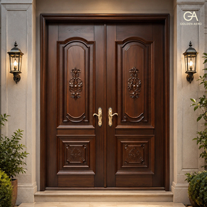 Puerta Doble de Madera Sólida Estilo Victoriano GA-56S con Panel Tallado a Mano para Villas de Lujo, Carpintería Experta - Product Image 2