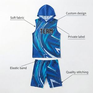 Maillot de football américain 7v7 personnalisé 2026 à capuche sans manches par sublimation, unisexe, respirant, léger, tenue d'équipe, vente en gros OEM - Product Image 1