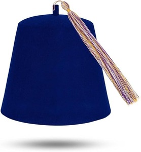 Chapeau Fez maçonnique uni - Laine bleue avec diverses couleurs de pompons, type de tissu 100% laine, instructions d'entretien : Lavage à la main uniquement - Product Image 2