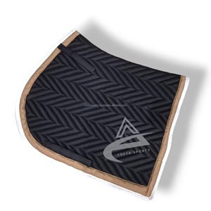 Tapis de selle polyvalent en coton noir à motif zigzag Costa Sports Equestrian pour la sécurité du cheval lors des sports hippiques - Product Image 1