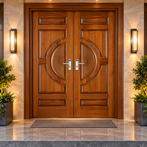 Puerta de Entrada Abatible GA-50S de Madera Maciza Tallada Moderna con Marco, Puerta Principal Exterior de Madera Sólida para Villa de Lujo - Product Image 6