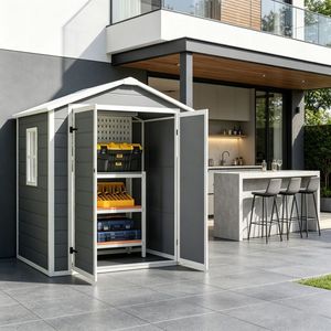 Casetta da Giardino in PVC Impermeabile e Anti-Roditori, Facile da Montare, con Telaio in Lega e Plastica, Finitura Zincata - Product Image 6