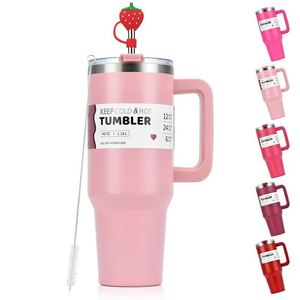 Bouteille de sport isotherme en acier inoxydable de grande capacité 40 oz, tasse de voiture portable avec paille - Product Image 1