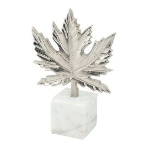 Escultura de hoja de metal plateado a precio de mayorista sobre base de mármol para decoración de mesa o estante en el hogar moderno, arte decorativo. - Product Image 1