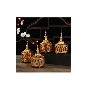 Luxury Gold Metal Incense Burner Collection - Assorted Hollow Carved <b>Bakhoor</b> Censer Decorative Middle Eastern <b>Oud</b> Holder - Product Image 1