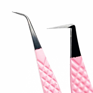 แหนบดัดขนตาคุณภาพดี รูปทรงโค้ง ปลายแหลม สีชมพู สำหรับงานเสริมสวย - Product Image 1
